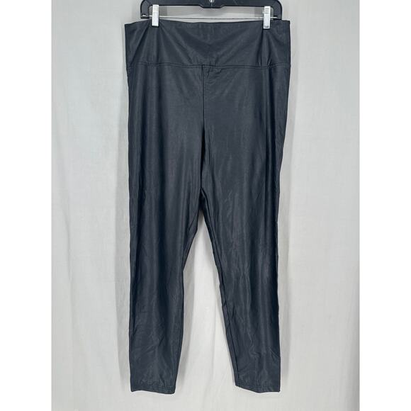 Boston Proper Faux Leather Leggings Womens Large Black Aspen Pull On High Rise - Picture 1 of 7